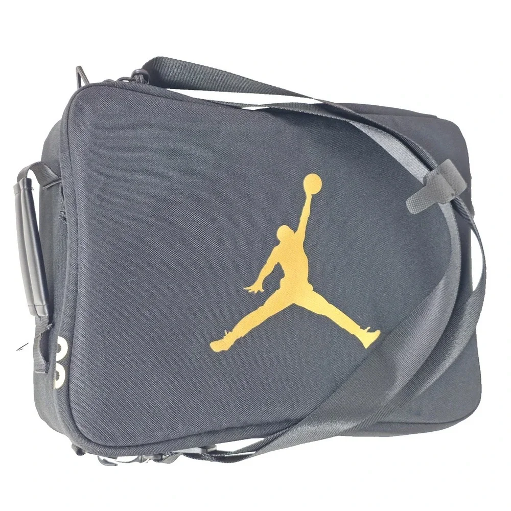 Nike Jordan Shoe Box Bag Black Gold Ventilated Lightweight Travel Carry On Case